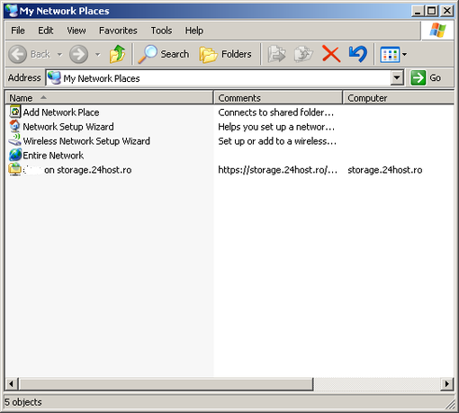 Configurare Windows XP pentru acces cont storage 24host.ro